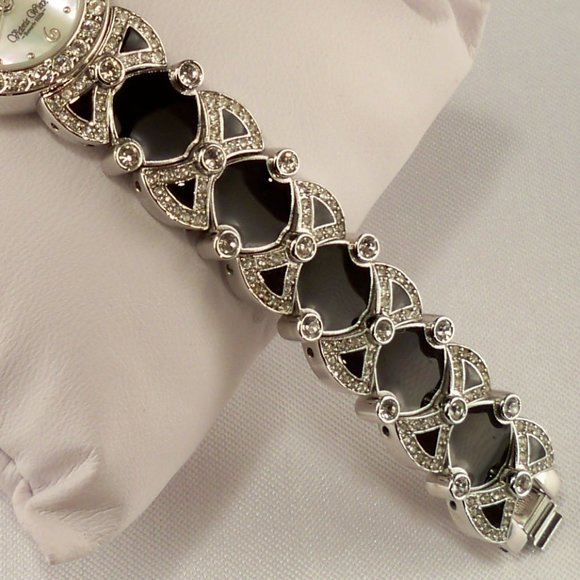 New Victoria Wieck Beverly Hills Cubic Zirconias Silver, Black Band Watch main image 4